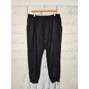 Pete & Greta Johnny Was Black 100% Linen Joggers Pants Womens Large